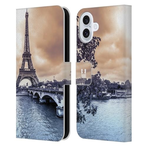 Étui cuir iPhone 16 Plus anti rayure style portefeuille motif Paris
