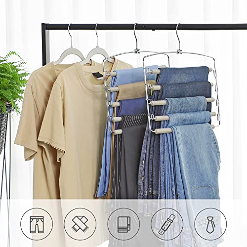 SONGMICS Set of 3 Metal Trousers Hangers, Space-Saving, Multi-Bar - Image 2