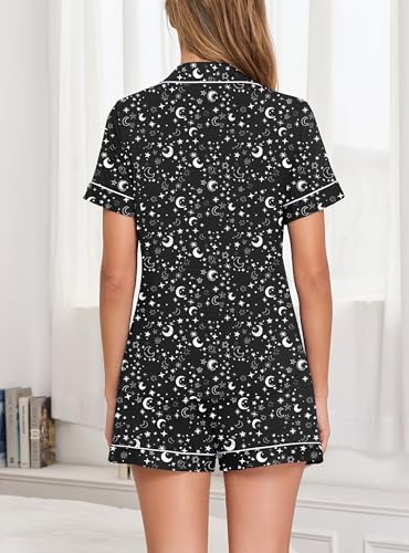 Image of Veseacky Womens Pajamas Set Short Sleeve Sleepwear Button Down Pjs Comfy 2 Pieces Soft Lounge Set S-XXL