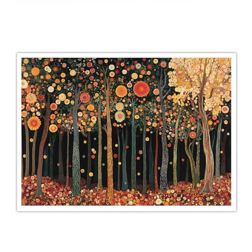Art mural style Gustav Klimt en toile 80x120cm sans cadre pour salon