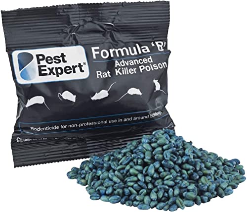 Pest Expert Formula 'B+' Advanced Rat Poison Grain Bait 1kg (10 x 100g) - Fast Acting Rodent Killer,...