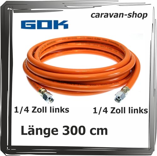 Gasschlauch 300 cm 3m 2 x 1/4 Zoll links Propan Flüssiggas GOK Caravan Wohnmobil