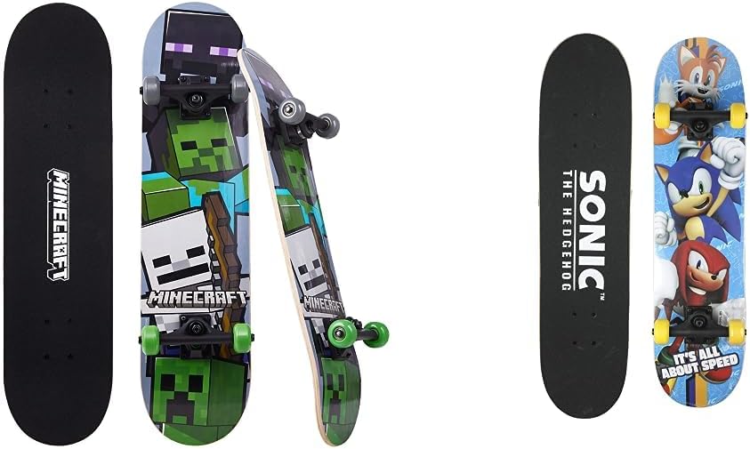 Sakar Minecraft 31 Inch Skateboard, 9-ply Maple Deck Skate Board For