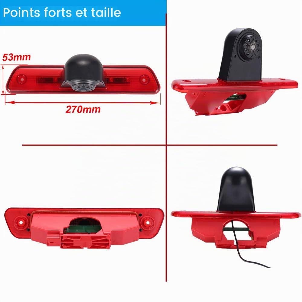 Kit de caméra de recul HD avec écran LCD de 4,3" de rechange pour Fiat Scudo Bus Box 270 272/Citroën Jumpy Dispatch Box VF7/Peugeot Expert Tepee Kasten VF3A VF3U VF3X Furgon/Toyota ProAce Diesel