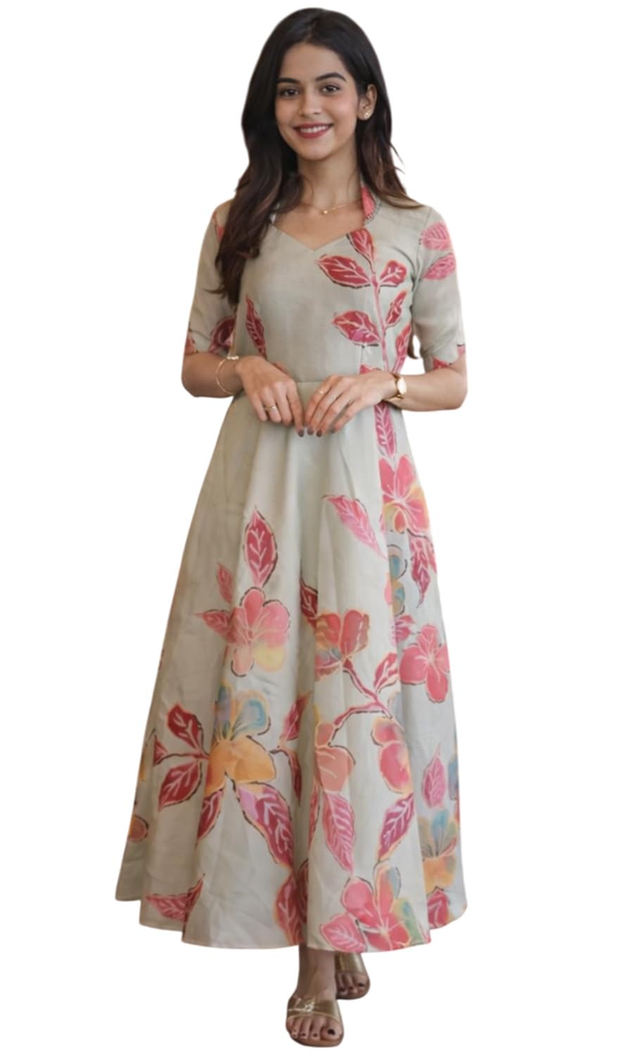 sun fashion and lifestyle Cotton Blend A-line Mid Calf Length Half Sleeve Kurta for Women | Kurti for Woman | Kurti | Kurti for Womens Latest (KT82_Pista)-picture-11