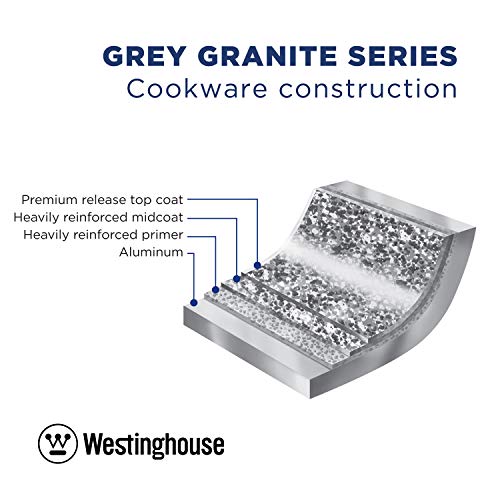 Image of Westinghouse Granite Series Non-Stick Frying Pan | 3-Layer Marble Coated, Superior Non-Stick Performance | Forged Aluminum Fry Pan | Induction, Electric, Gas, Halogen & Ceramic Compatible | (26 cm)