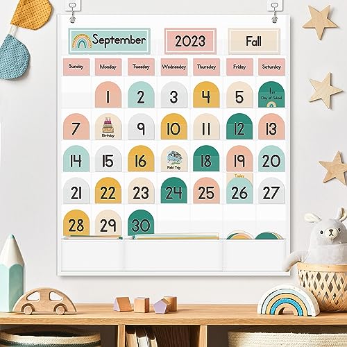 Eamay Calendário Boho com 90 cartões para crianças aprendendo, sala de aula e decoração escolar em c