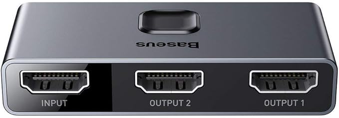 Baseus Matrix 2 in 1, Çok Fonksiyonlu Bilgisayar/Telefon HDMI Hub Adaptörü, Koyu Gri, Giriş: HDMI, Çıkış: HDMI 4K & ARC , 4K 60 Hz Destekli,Seyahat Boy