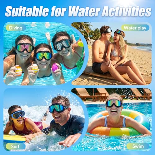 Image of Seago Swim Goggles Adult Youth Anti-Fog Wide Clear View Pool Goggles