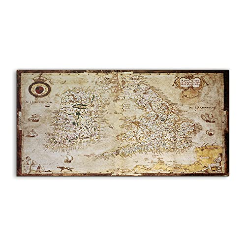 Tableau en verre salon 120x60cm Map of an old England island pour créer une ambiance évasion