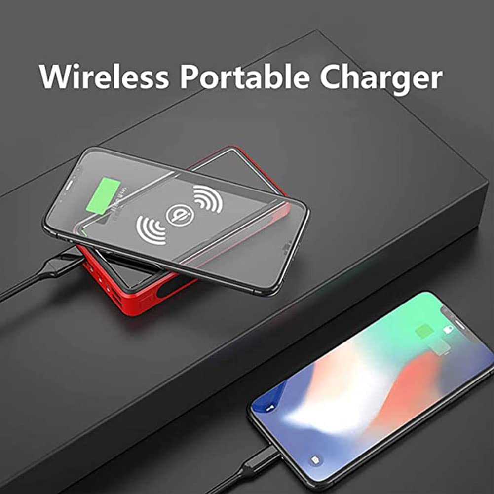 Móvil Portátil Batería Externa Cargador Solar, 100000Mah Power Bank Portátil Inalámbrico con 4 Outputs Power Bank con USB C Carga Rápida para 99% De Los Dispositivos USB del Mercado,100000M