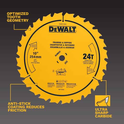DEWALT 10 in. 24 Tooth General Purpose Saw Blade, Ultra Sharp Carbide Table Saw Blade (DWA11024) - image 2