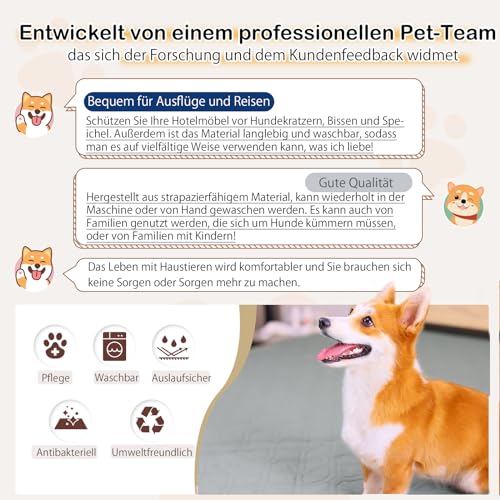 GYURO 100% wasserdichte Hundedecke-Beidseitig verfügbar und weich Hundematte für großeund kleine Hunde,Schutz für Sofa & Bett& Auto - in der Waschmaschine waschbar (Grau, 60 * 80CM)