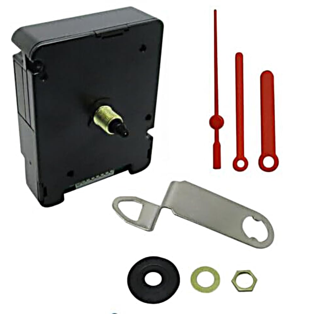 Silent Battery Operated Automic UK Radio Controlled Clock Movement Mechanism/Motor Quartz MSF Signal (1, 55mm Red Plastic Hands)