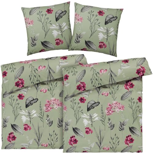 Nette Zwerg Bettwäsche 4teilig - Blumen Wichtel Design 155x220 Cm Mikrofaser