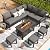 U-MAX 7 Pieces Metal Patio Furniture Set with 43 Inch Fire Pit Table, Outdoor Sectional Sofa Conversation Set with, All Weather Waterproof Dining Table & Chair with Ottoman, Gray