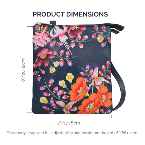 Anuschka Women's Original Hand-Painted Genuine Leather RFID Blocking Triple Compartment Organizer Crossbody4