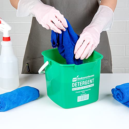 Restaurantware Rw Clean 6 Quart Cleaning Buckets, 10 Detergent Square Buckets - With Measurements Built-In Spout And Handle Green Plastic Utility Buckets, For Home Or Commercial Use - Restaurantware #TOP4