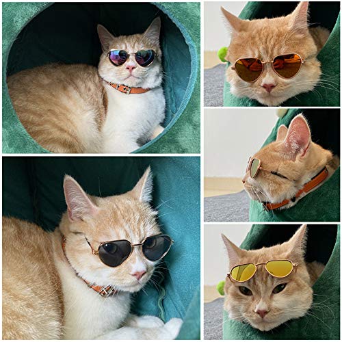 YAODHAOD Pet Sunglasses Classic Retro Circular Metal Prince Sunglasses Funny Cute Puppy Cat Teacher Bachelor Cosplay… - Image 5