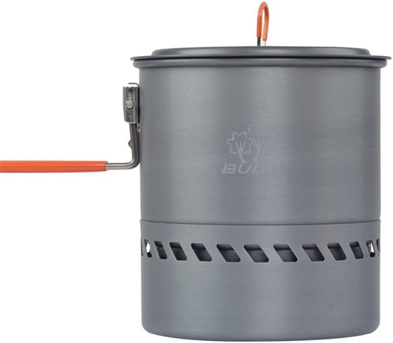 Portable Camping Pot with Foldable Silicone Handle and Lid, Outdoor Ultralight Aluminium Cookware for Picnic Backpacking 1.5L/2.4L