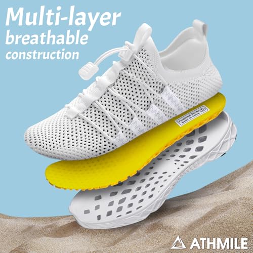 Image of ATHMILE Water Shoes for Men Women Barefoot Hiking Swim River Beach Knit | Adult Lake Pool Aqua Socks Quick Dry for Hiking Surfing Kayaking Sport Accessories Camping Must Haves