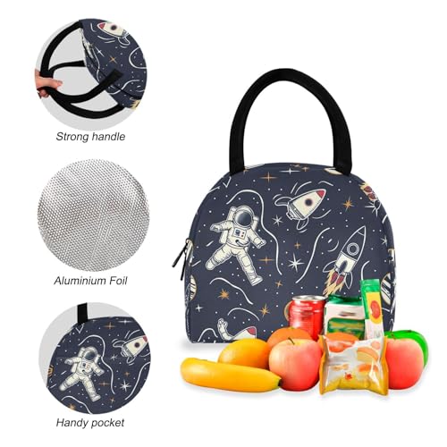 Universe Space Planet Astronauts Lightweight Durable Student Backpack Set with Insulated Lunch Bag Large Capacity Kids Backpacks for Daily Use School Outdoor Travel Laptop Daypack 212194194