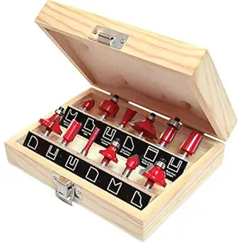 DRONA Heavy Quality 12 PCS Multi Shapes Router/Trimmer BIT Set Combo with Wooden Box 8MM Shank Specially Designed for Woodworking Exclusively