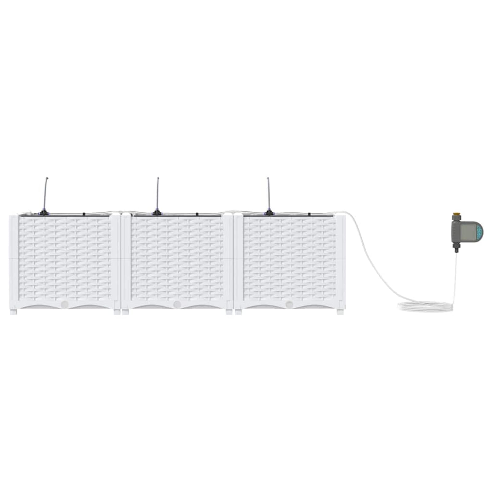 Geecher Vaso da Giardino 3 Pezzi, con Sistema di irrigazione Integrato, 120x40x37,5 cm, in Acciaio, fioriera per Esterni per Principianti e Appassionati di Giardinaggio