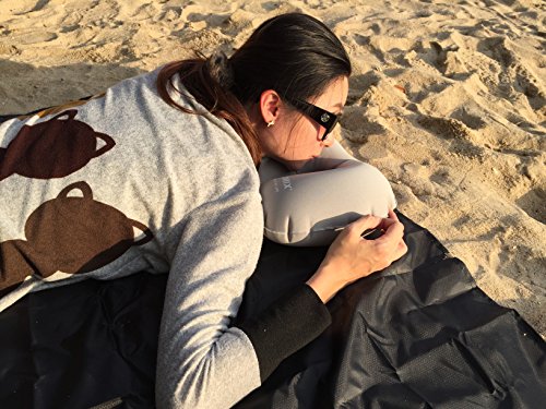 Romix Travel Gonflable Neck Pillow Lightweight Waterproof Air Push-up Pillows for Airline Nap Trip Traveling Sleeping Office Home Camping Beach Picnic (Grey)