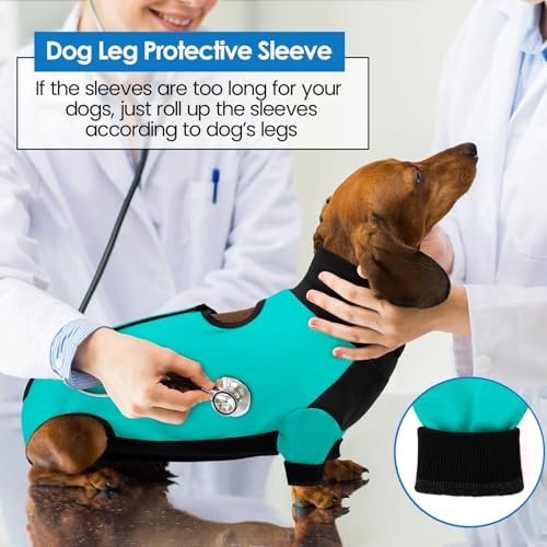 Image of AOFITEE Dog Recovery Suit for Front Legs, Breathable Dog Wound Care Shirt to Stop Licking, Thigh Protective Dog Surgical Suit Male Famale, Dog Surgery Suit Female Spay Cone Collar Alternative, Green