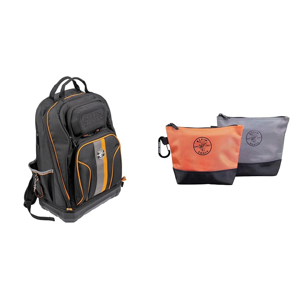 Klein Tools 62800BP Backpack Tool Bag Tradesman Pro Extra-Large 40-Pocket 55470 Utility Bag Stand-Up Zipper Tool Bags Tough