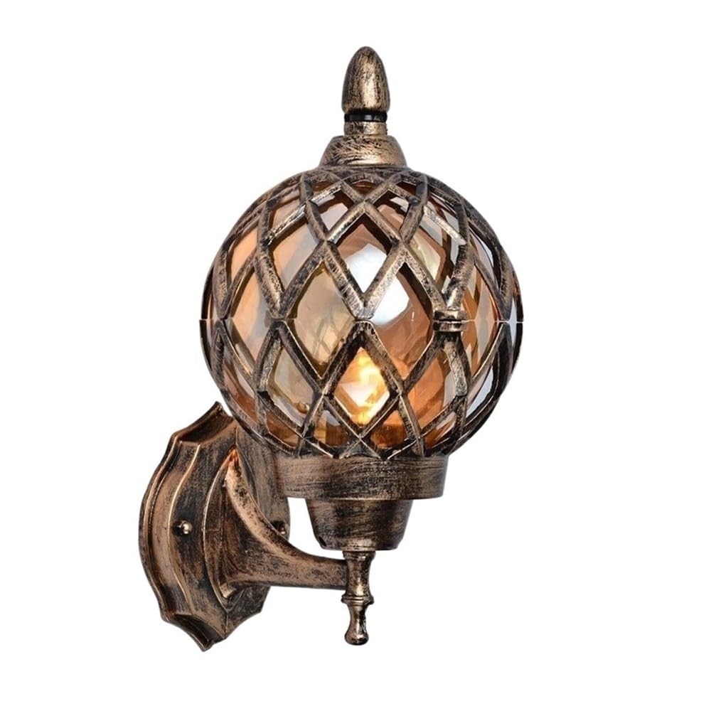 LYOUAE European Style Retro Outdoor Wall Lamp Classic Antique Waterproof Wall Light E27 Aluminum Wall Sconce Traditional Exterior Wall Lantern for Garden Landscape(Bronze)