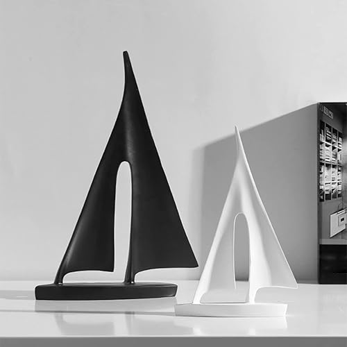 Miniatura 9 de Estatuilla de velero de resina blanca y negra para decoración del hogar, moderna y simple, estatua de barco, regalo, escultura decorativa de barco