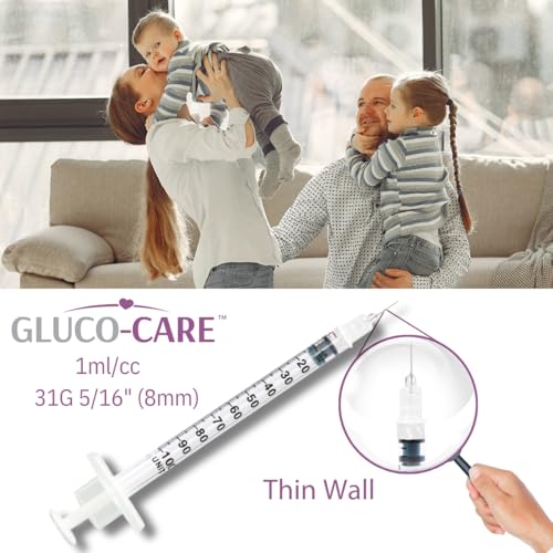 Image of GLUCO-CARE 1 ml /cc Syringes 31G x 5 /16'' (8mm), Orange Cap, 100 /box
