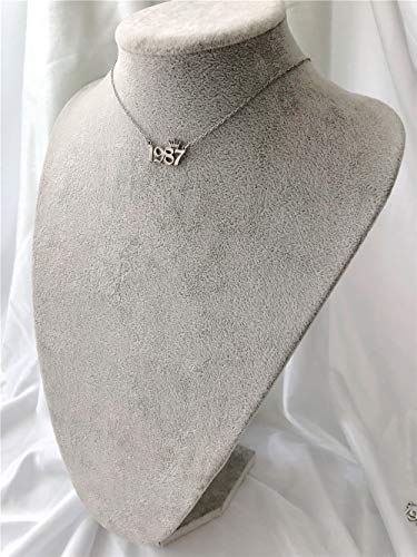 Birth Year Number with Crown Necklace,Old English, Memorable Anniversary Jewelry for Women Girls, Personalized Birthday Jewelry 18K Real Gold Stainless Steel Pendant4