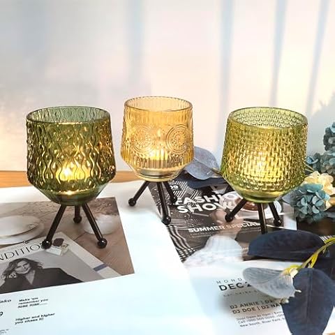 Elegant Glass Candle Holders Set of 3 Cover