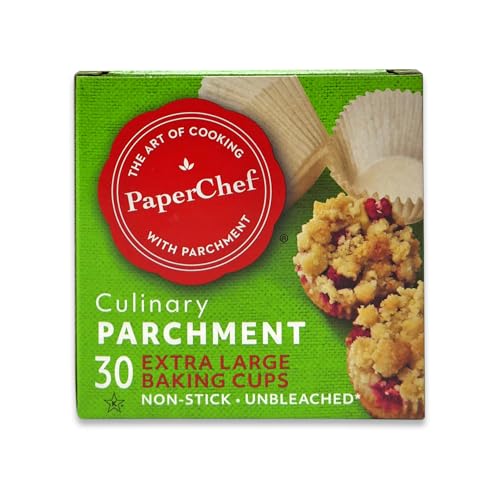 PaperChef - X-Large Parchment Baking Cups - Easy Release, Non-Stick Paper, Unbleached, Compostable - Perfect For Cupcakes and Muffins - 30 count - 4 pack