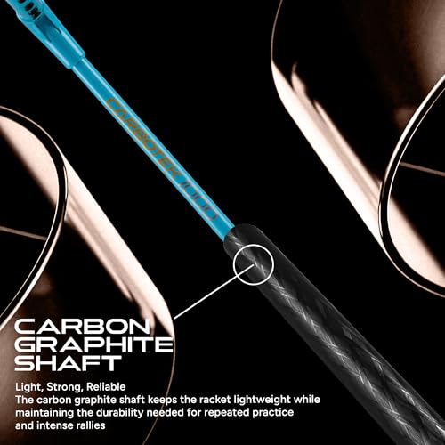 Image of Hundred Carbotek 1000 Badminton Rackets (Pack of 2) | Superlight Head-Heavy Racket for Smash Power | Slim Shaft, Carbon Graphite Shaft & Curve Frame for Better Sweet Spot