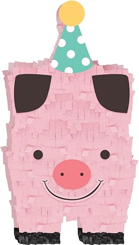 Barnyard - Mini decoración de cerdo de granja de cumpleaños, 7 pulgadas de alto x 3 12 pulgadas x 1 12 pulgadas, 1 unidad