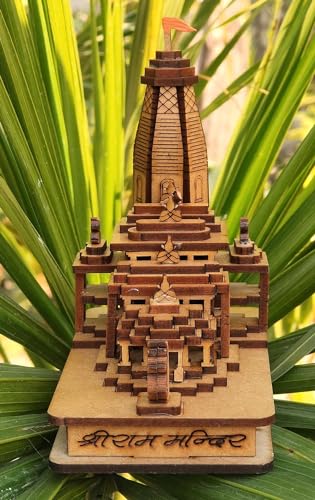 Image of Wood Shri Ram Mandir Ayodhya Mandir for Home (Small) - Ideal for Home Decor, Temple and Best Gift, Gold