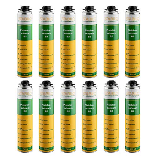 Preisvergleich Produktbild 12x Stabilo Pistolenschaum B2, Füllschaum, Dämmschaum, Bauschaum, PU Schaum - 750ml