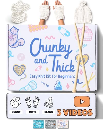 Complete Knitting Kit for Beginners - Learn to Knit Kit with Knitting Accessories Like Thick Beginner Ivory Yarn, Bamboo Needles for Beginners & More - Includes Video Tutorials & Written Guide