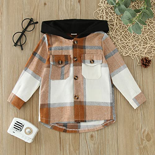 Boys Girls Plaid Button Down Shirts Casual Hoodie Flannel Jacket for Toddler Girl 2025 Trendy Kids Long Sleeve Shirt Pockets2