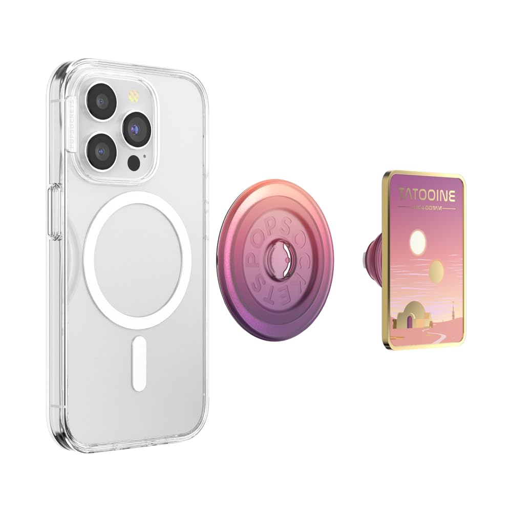 PopSockets Phone Grip for MagSafe with Kickstand, Magnetic Stand, Swappable Top, Secure Hold for iPhone MagSafe Cases, Phone & Tablet Grip, Starwars - Enamel Welcome to Tatooine