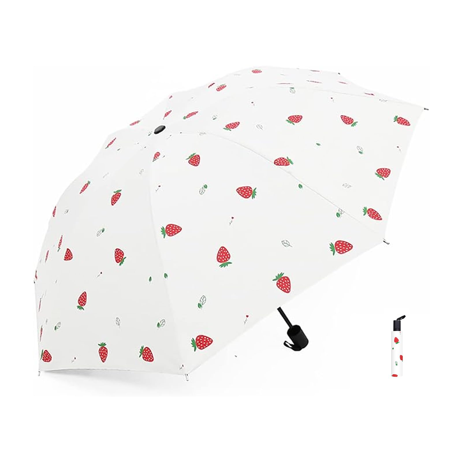 Hui Jin White Colour Changing Umbrella Strawberry Pattern Magic Water Activated Compact Color