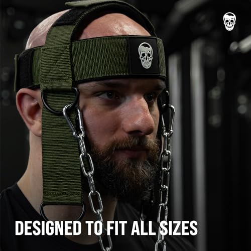 Image of Gymreapers Neck Harness Increase Neck Strength and Reduce Neck Pain - Neck Trainer with 29 inch Heavy Duty Steel Chain Adjustable Neoprene Strap Neck Training Harness for Gym & Home Use