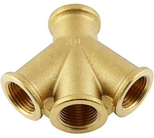 Fittingteile - Messing 3-fach Verteiler mit 4x Innengewinde Druckluft Wasser Fittinge (Gewindegröße: G 1/2