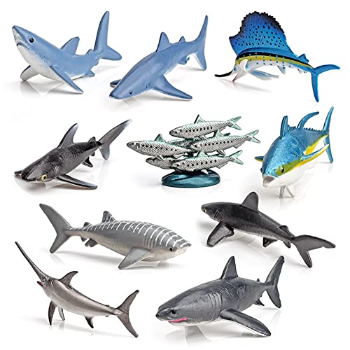 10 stycken havsdjur figurer ocean varelse leksak realistiska djurfigurer set plast fisk figur haj delfin leksak simulering havsdjur modeller leksak gåva för barn pojkar flickor