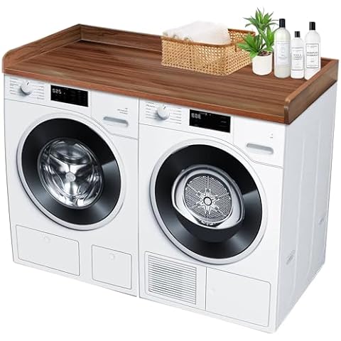Royxen Laundry Countertop Solid Wood, Countertop for All Front-Loaded Washing Machine and Dryer, Extra Room for Laundry Room, Walnut Color Cover