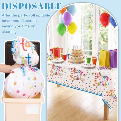 Image of 3 Pack Plastic Birthday Tablecloth, 54 x 108 Inch Birthday Decorations